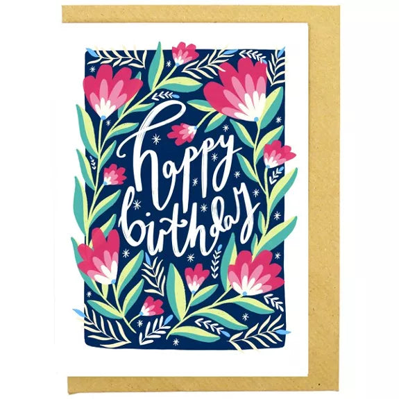 Happy Birthday blue florals