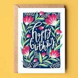Happy Birthday blue florals