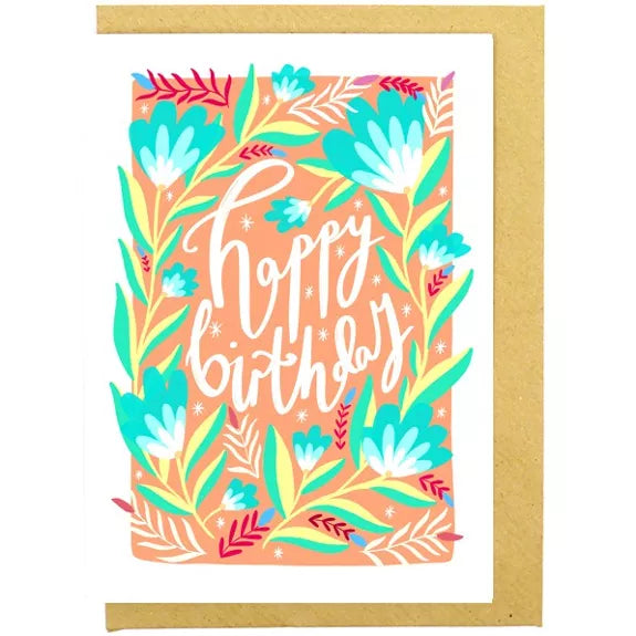 Happy Birthday peach florals