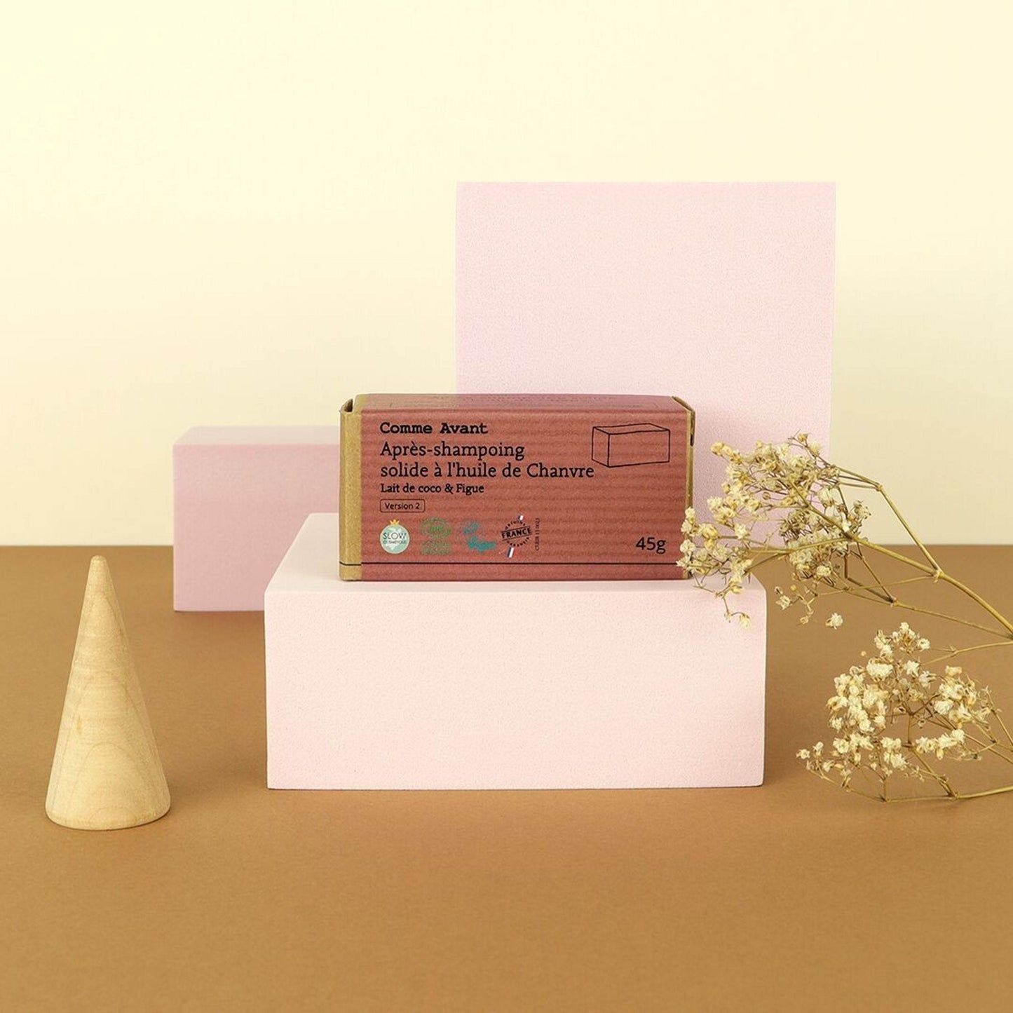 Après-shampoing solide a l’huile de Chanvre - Parfum figue & lait de coco - Alcazia