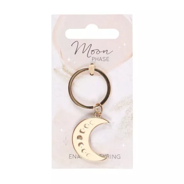 Porte-clés en émail croissant de phase de lune