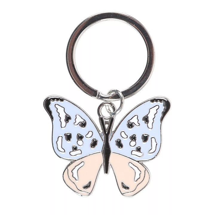 Porte-clés papillon argenté