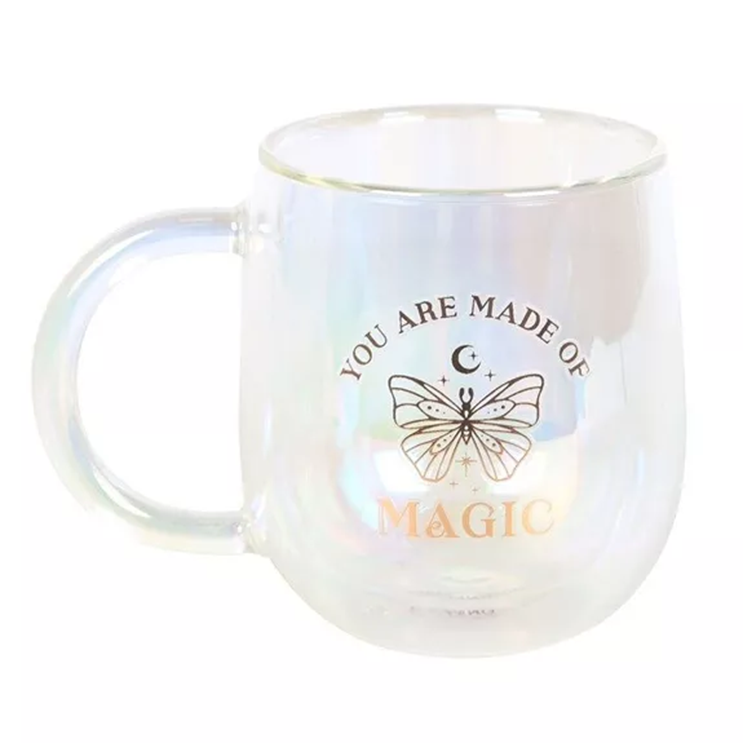 Tasse en verre à double paroi irisée « You Are Made of Magic »
